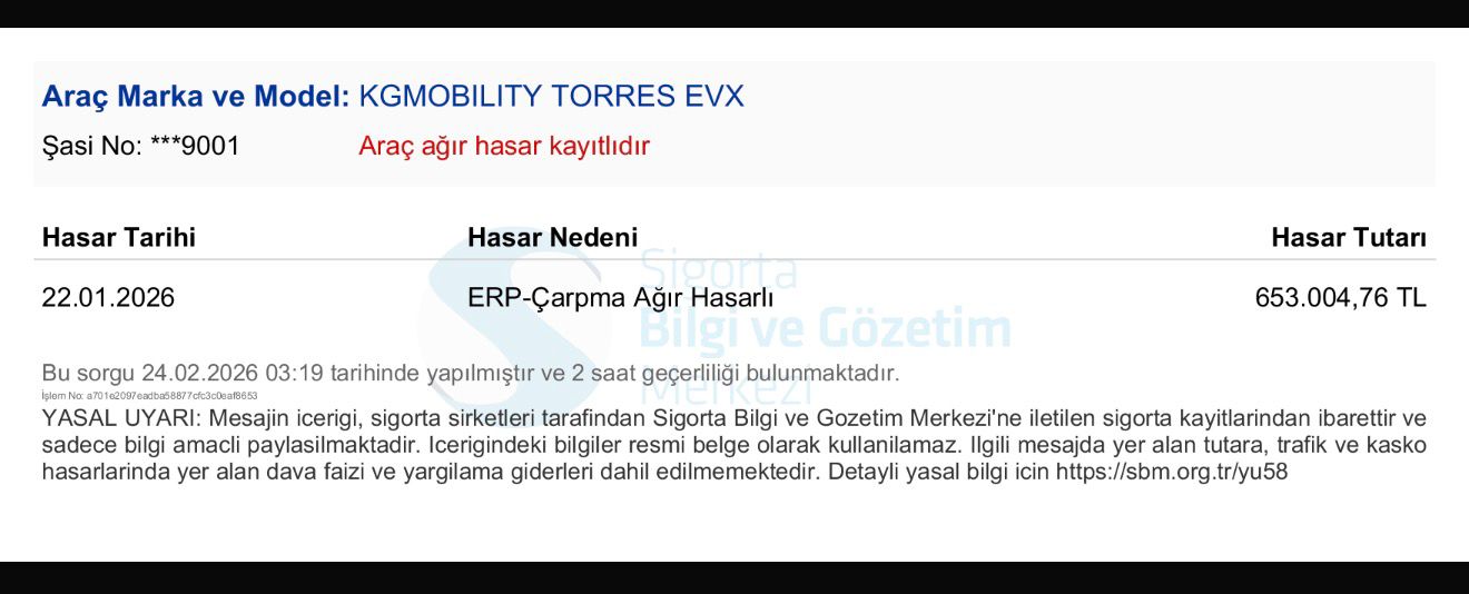 2024 KGM Torres EVX 27.000KM 2 Parça Lokal Boya Hatasız Ayarında